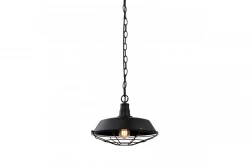 Dekor Lars schwarze Pendelleuchte mit industriellem schwarzem Gitter, Durchmesser 36 cm 2295
