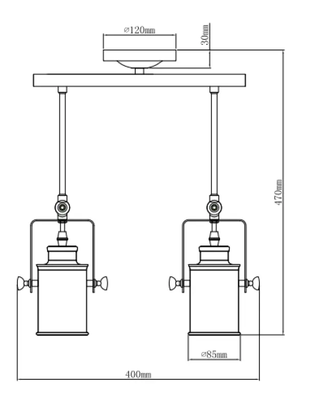 Decor Demir schwarze Hängeleuchte mit 2 Lichtquellen 3994