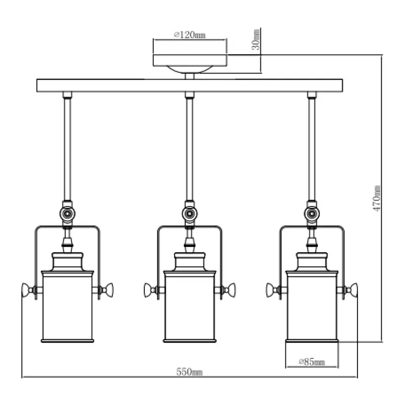 Decor Demir schwarze Hängeleuchte mit 3 Lichtquellen 4014