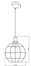 Decor Viela Altgold Draht-Pendelleuchte aus Metall, Kugelform, Durchmesser 29 cm 7016