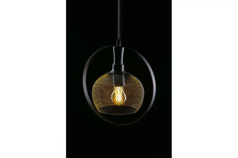 Decor Xalis Pendelleuchte schwarzer Drahtschirm mit Metallrand, Durchmesser 19,5 cm 7214
