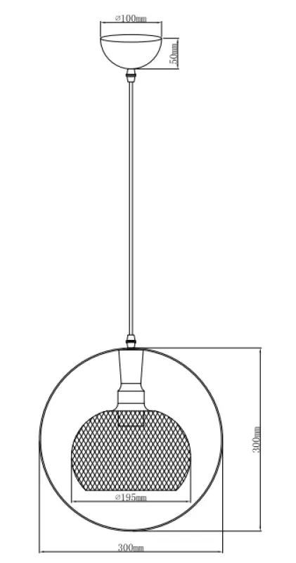 Decor Xalis Pendelleuchte schwarzer Drahtschirm mit Metallrand, Durchmesser 19,5 cm 7214