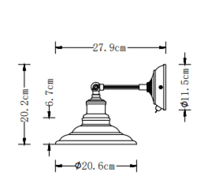 Decor Loret verstellbare Wandleuchte mit Schalter, Schwarz, 20 cm Durchmesser 7901
