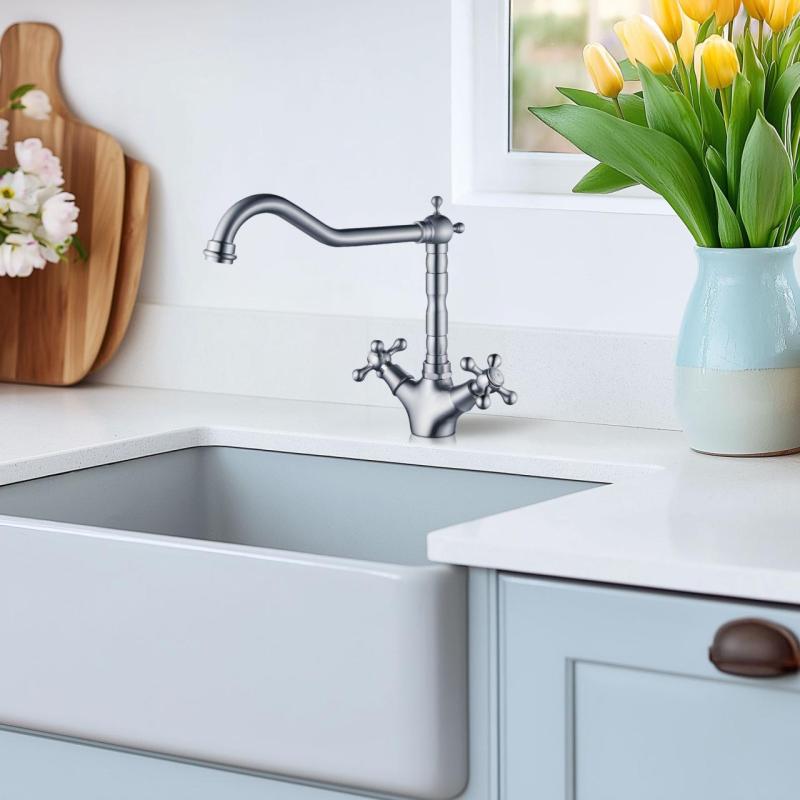 AquaTrimo Windsor klassische Küchenarmatur in Nostalgie-Look, Edelstahl 21WS7531NM