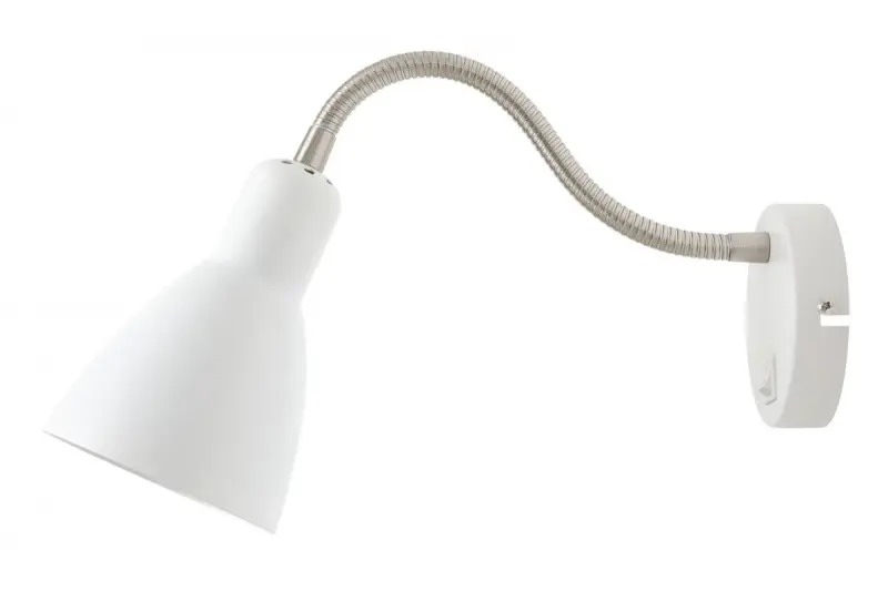 Decor Etore weiße Wandleuchte mit Metallarm, 11 cm Durchmesser 1952