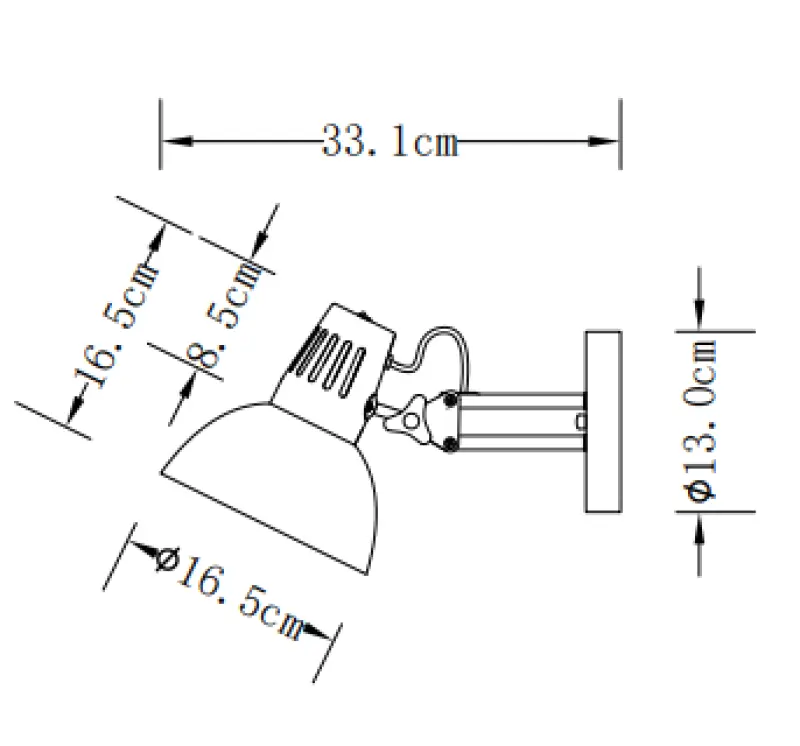 Dekor Artemia elegante graue Wandleuchte mit Metallarm, 16,5 cm Durchmesser 2164