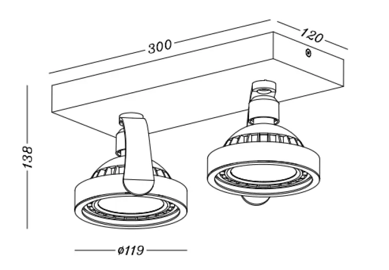 Decor Wally Deckenleuchte oder Wandleuchte mit beweglichem Kopf, Anthrazit, 2 Lichtquellen 4304