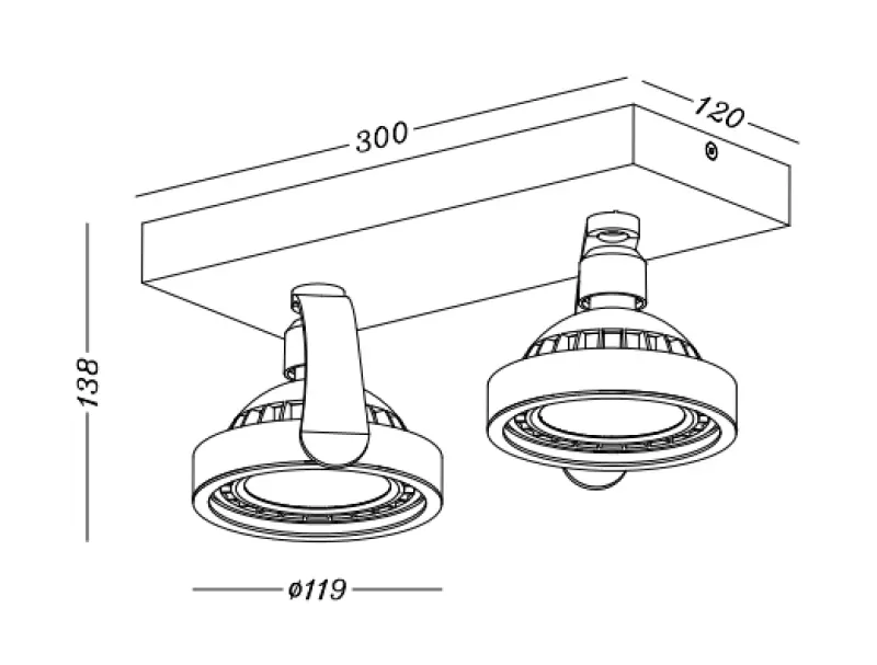 Decor Wally Deckenleuchte oder Wandleuchte mit beweglichem Kopf, Weiß, 2 Lichtquellen 4373