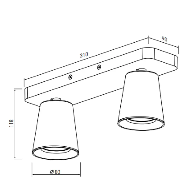 Dekor Elli moderne schwarze Deckenleuchte mit 2 Lichtquellen 4557