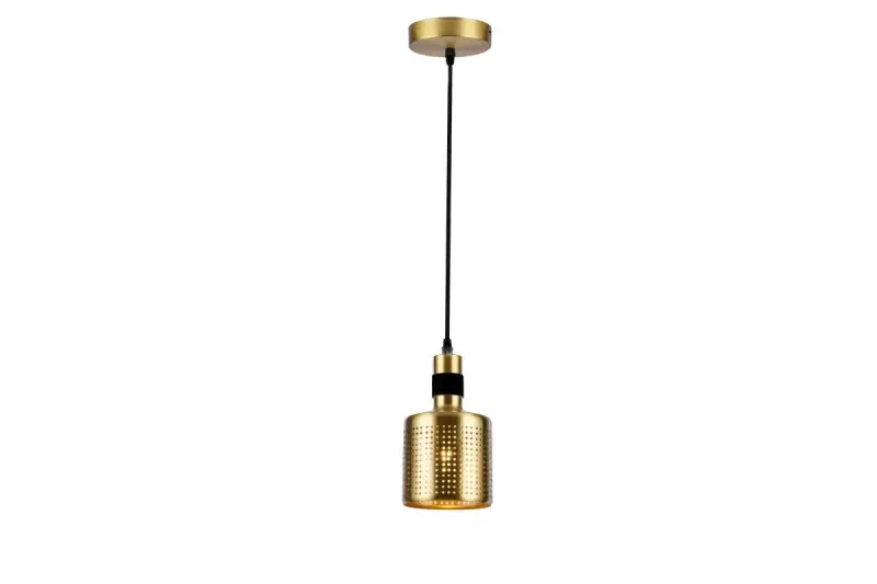 Dekor Bellis zylindrische Pendelleuchte, Schwarz-Gold, mit 1 Leuchtmittel 4666