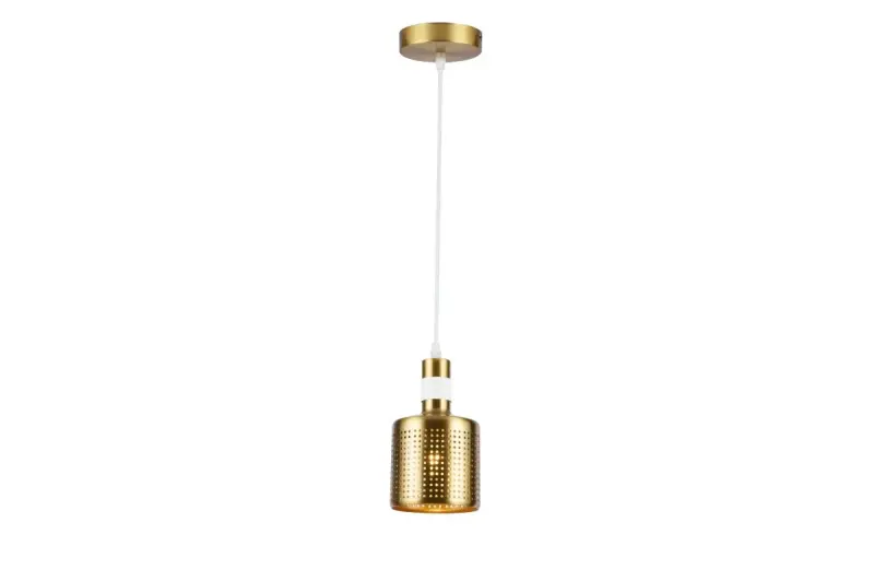 Dekor Bellis zylindrische Pendelleuchte Weiß-Gold, mit 1 Leuchtmittel 4574