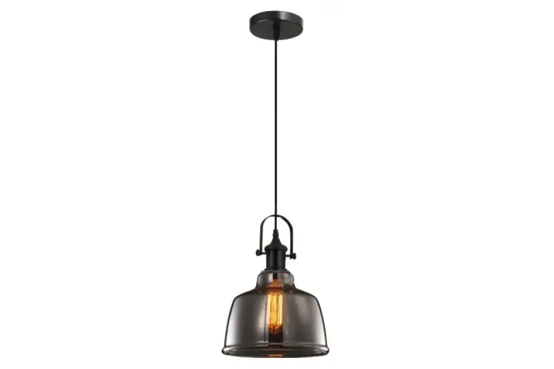 Decor Muscari II schwarze Hängeleuchte mit Lampenschirm aus Rauchglas im Metallic-Design und schwarzer Fassung 3862