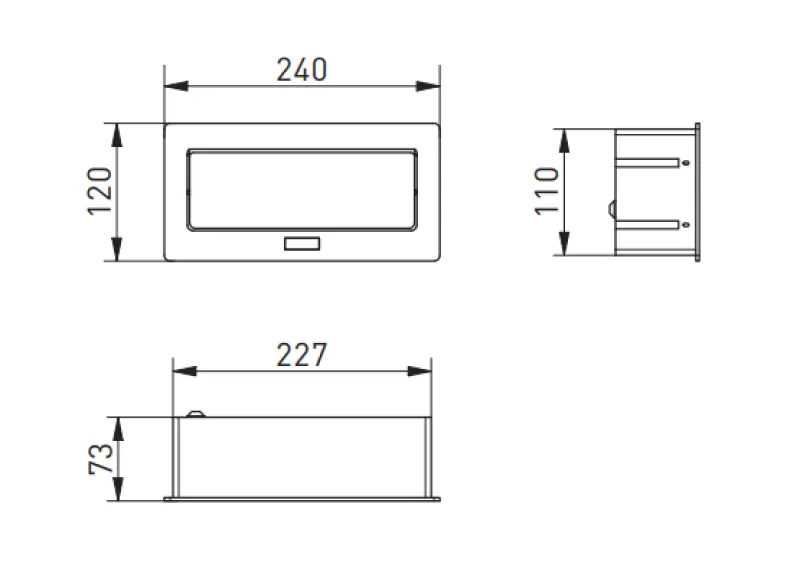 Indux Flip Medium Küchensteckdose Stift-Erdung Typ E, in Arbeitsplatte oder Oberschrank Aluminium mit 3 Steckdosen 1208957846