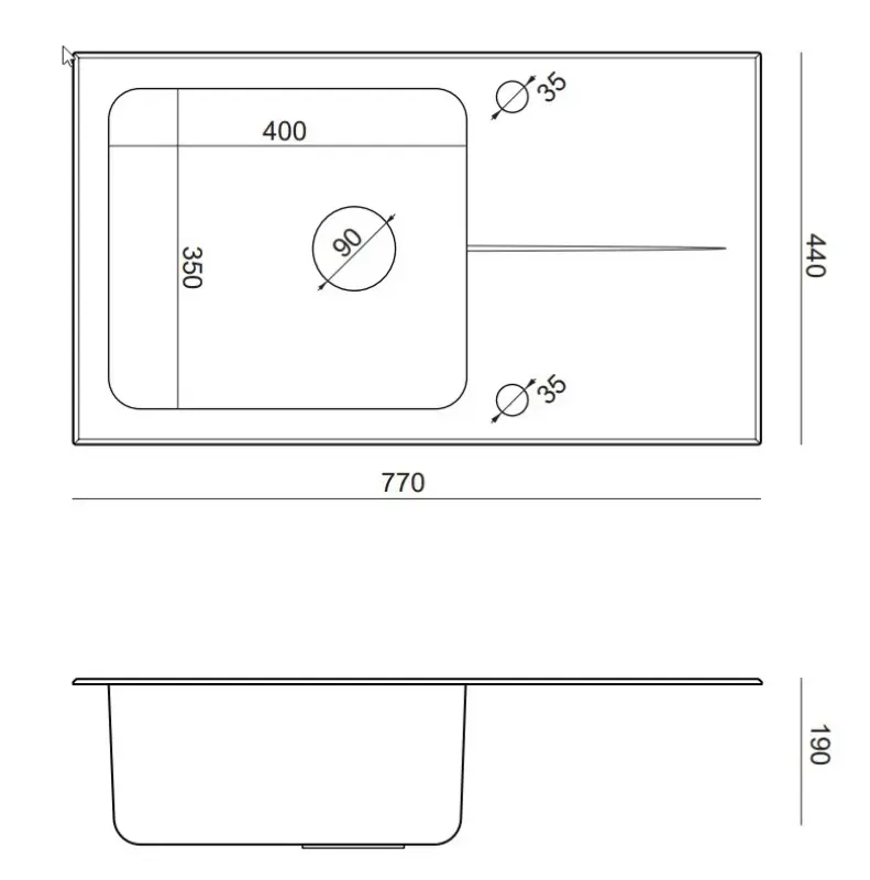 Quadri Glazz Spüle aus Edelstahl mit Abtropffläche aus schwarzem Glas 77x44, reversibel, Oberflächen-Einbau 1208957862
