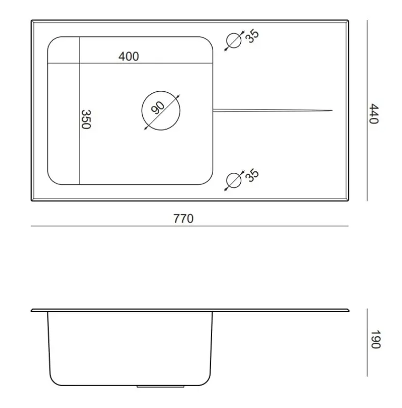 Quadri Glazz Spüle aus Edelstahl mit weißer Glasabtropffläche 77x44, reversibel, Oberflächen-Einbau 1208957863