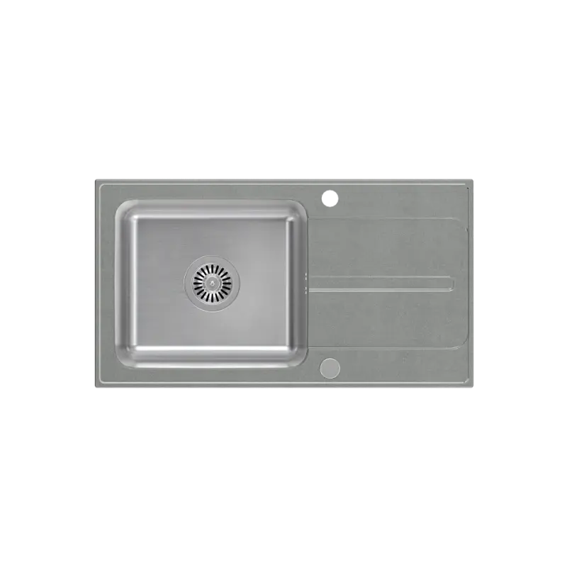 Quadri Fusion Edelstahl-Spüle mit Abtropffläche aus silbernem Granit 78x43, reversibel, Oberflächen-Einbau 1208957880