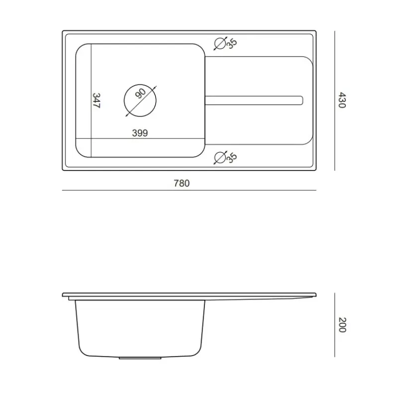 Quadri Fusion Edelstahl-Spüle mit beiger Granit Abtropffläche 78x43, reversibel, Oberflächen-Einbau 1208957881