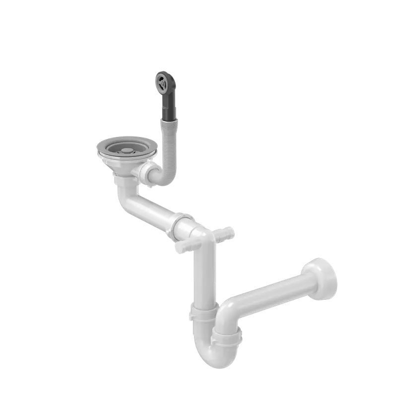 Quadri Ablaufgarnitur Grau mit Überlauf für Spülbecken mit 1 Spüle 1208957900