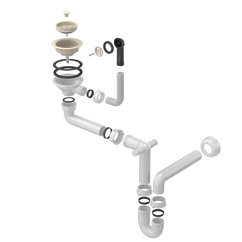 Quadri Sand-Beige Ablaufgarnitur Spülbecken mit Überlauf 1208957901