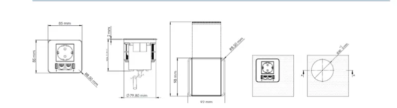 Indux Flip mattschwarz Erdung Typ F, Einbau-Steckdose mit 2xUSB A, 1xRJ45 und 1 HDMI-Buchse 1208957917