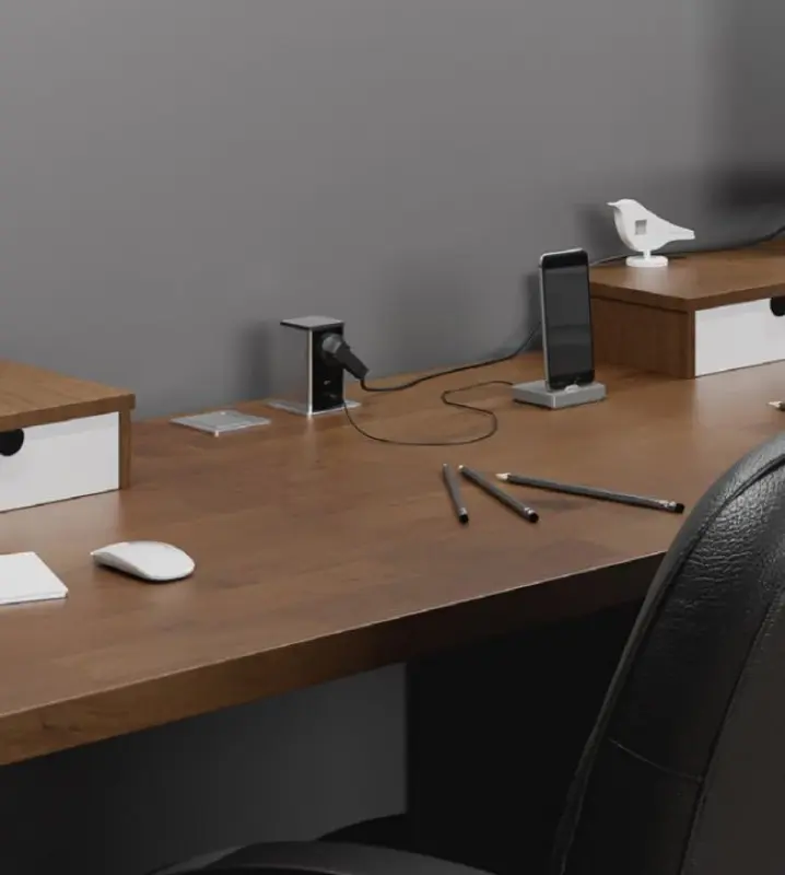 Indux Push ausziehbare schwarze Steckdose Stift-Erdung Typ E, mit 1xUSB A und 1xUSB C mit Edelstahlabdeckung 1208957928