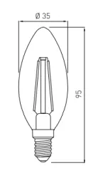 Decor Lumiere ovale LED-Lampe E14 Filament warmweiß 2700K Rauchglas 35mm