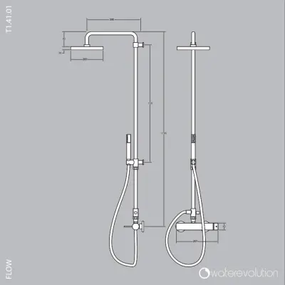 Waterevolution Flow Duschkombination mit Regendusche, matt schwarz T141PR