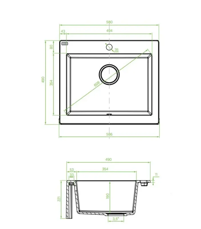 Aquadesign Farmhouse Zwischen- oder Aufsatzbecken aus Granit Sand-Beige 58x49cm 1208958164