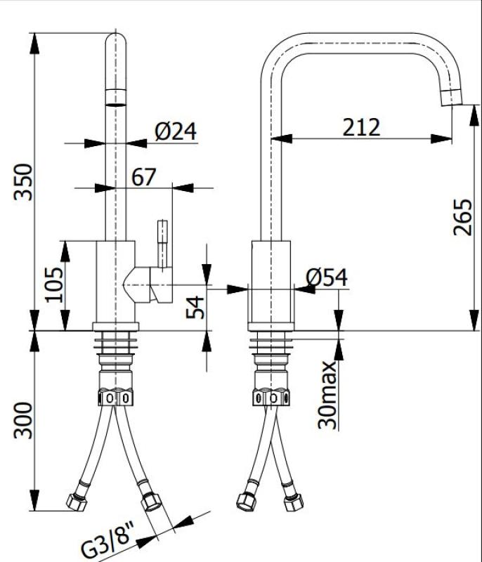 Ausmann Inox Square Küchenarmatur mit schwenkbarem Auslauf komplett Edelstahl 1208958309