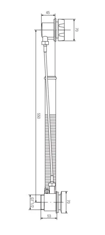 PB Edelstahl-Badewannenablauf mit Drehknopf am Überlauf für Einbaubadewannen 1208958381