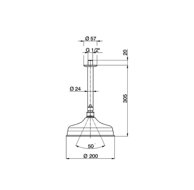 Huber Victorian Regendusche 20cm Duschkopf Chrom mit Deckenarm 30cm SS01341021