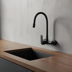 Aquatrimo Chopin Wandarmatur mit hohem flexiblem Auslauf, matt schwarz 21CP8462SW