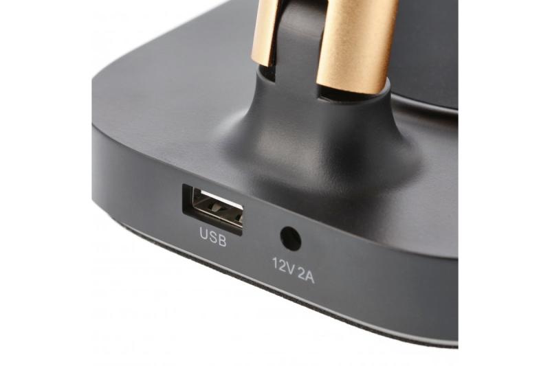 Decor Desktop lamp Bressi 8W 450lm AC220-240V 3-CCT Wireless Charging USB PF>0 5 RA>80 Black / Gold 1208962479