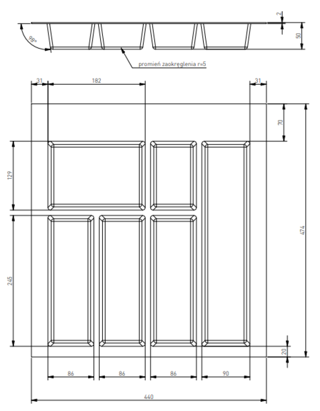 Decor Cutle Besteckeinsatz für Küchenschublade 500 Anthrazit 1208966376