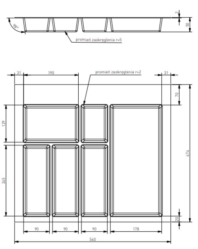Decor Cutle Besteckeinsatz für Küchenschublade 600 Weiß 1208966377