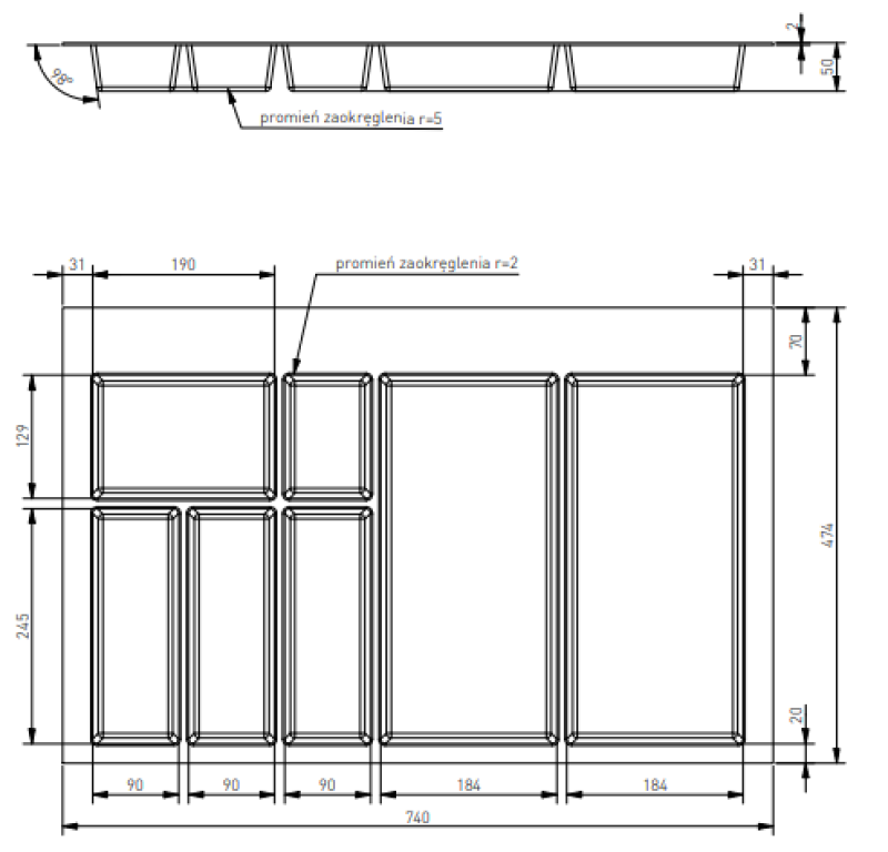 Dekor Cutlery Einsatz für Küchenschublade 800 Axispace Weiß 1208966379