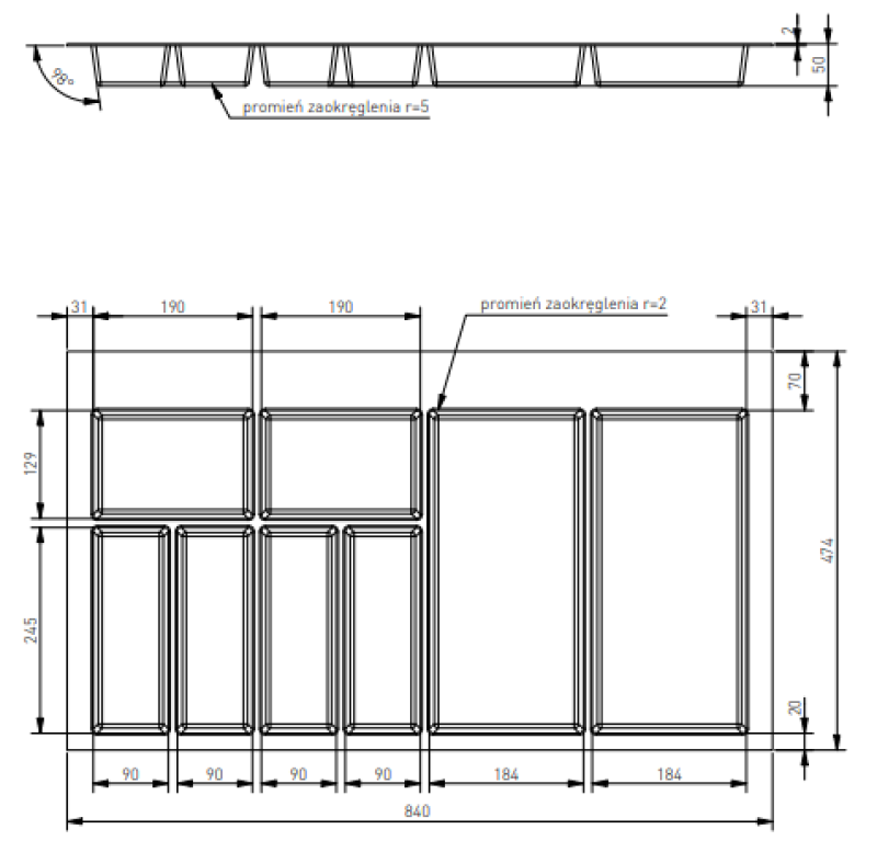 Decor Cutle Besteckkasten Einsatz für Küchenschublade 900 Anthrazit 1208966382