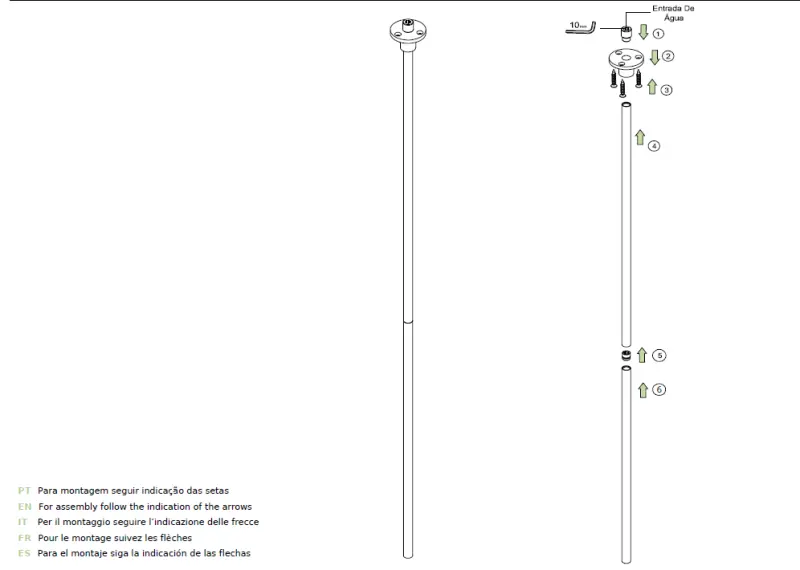 Waterevolution Flow Decken-Waschtischarmatur Auslauf PVD Hellgold T1678WGE