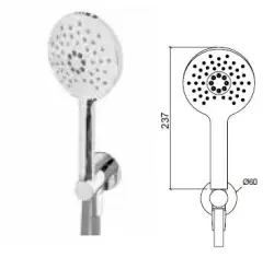 Waterevolution Flow runde Handbrausegarnitur komplett mit Wandanschluss, Mattweiß - 3 Positionen - T1621RBR
