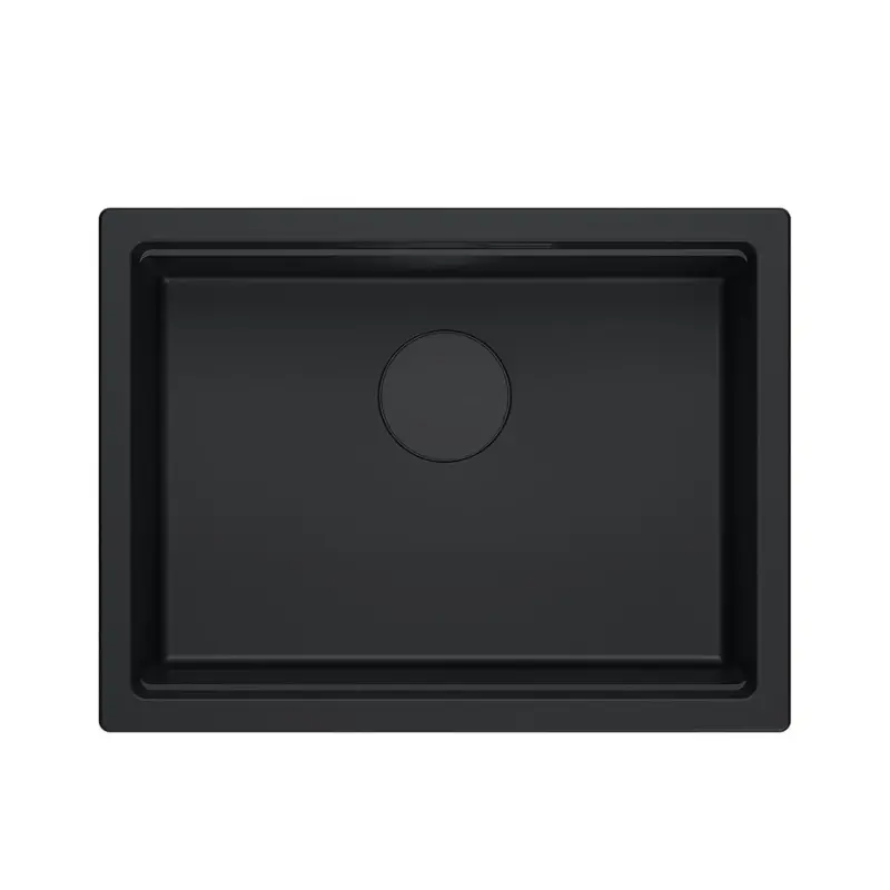 Quadri Newport II Granit Spülbecken, Unterbau, Schwarz 560x450 mm inkl. schwarzer Ablaufkappe 1208966924