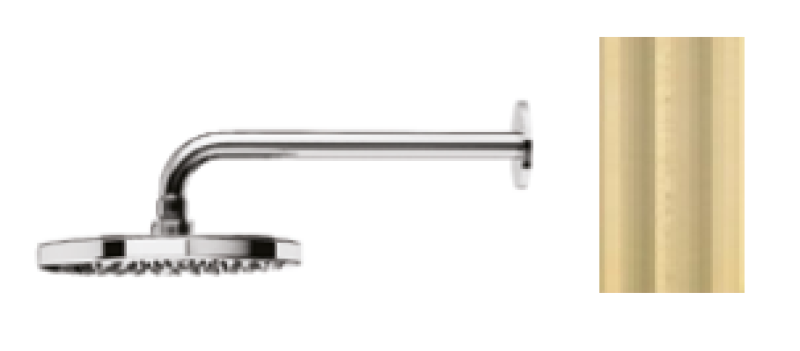 Waterevolution Flow Kopfdusche 250mm mit Wandanschluss PVD Light Gold T164125WGE