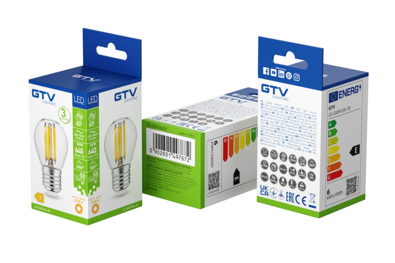 LED-LICHTQUELLE, FILAMENT, A-G, G45, 2700K, E27, 5,8W, AC220-240V, 360°, 640lm, 50mA 1208966966