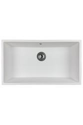 GraniteMy Universal-Granit-Spülbecken, groß,74x40 cm, Weiß, Aufliegend, flächenbündig und Unterbau, mit Edelstahlstecker 1208967111
