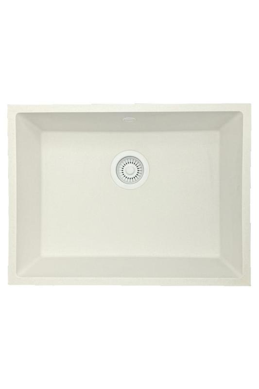 GraniteMy Universal Granit-Weiße Spüle 55x40 cm Weiß Einbau, Unterbau und Flächenbündig mit Weißem Stopfen 1208967153