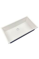 GraniteMy Universal Granit-Spülbecken 74x40 cm, Weiß, Aufliegend, flächenbündig und Unterbau, mit weißem Stecker 1208967160