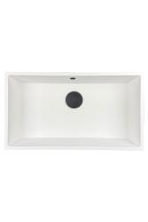 GraniteMy Universal Granit-Spülbecken 74x40 cm, Weiß, Aufliegend, flächenbündig und Unterbau, mit schwarzem Stecker 1208967161