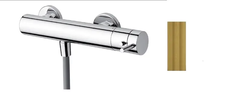 Wasserevolution Flow Duschthermostat mit Duschgarnitur rund Messing Natur T140TNRLE