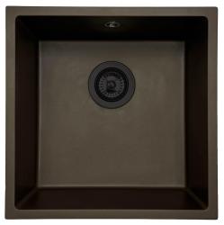 GraniteMy Universal Granit-Spülbecken 40x40 cm, Café, Aufliegend, flächenbündig und Unterbau, mit schwarzem Stecker 1208967216