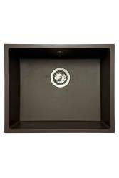 GraniteMy Universal Granit-Spülbecken 50x40 cm, Café, Aufliegend, flächenbündig und Unterbau, mit Edelstahlstecker 1208967227