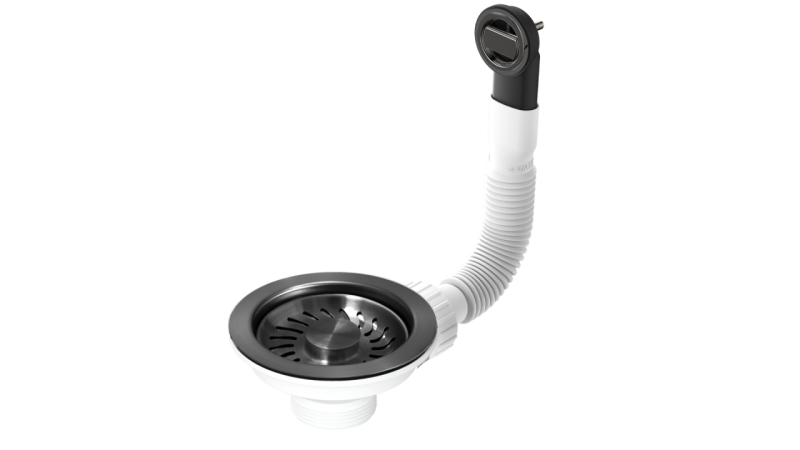 Granitemy Korb-Stopfen-Set PVD gebürstet Gun Metal, Abflussset Spülbecken inkl. Überlauf rund und rechteckig 1208967253